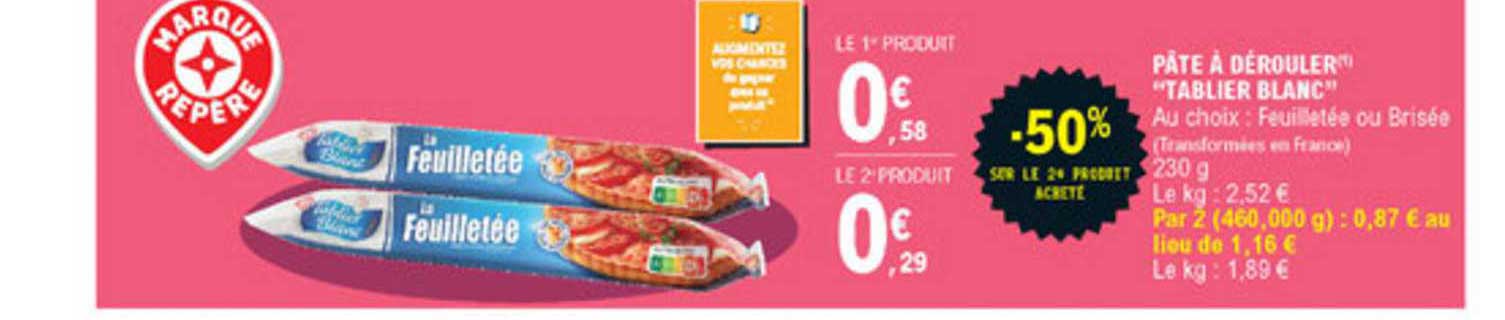 Cà Dérouler "tablier Blanc" -50% Sur Le 2ème Produit Acheté