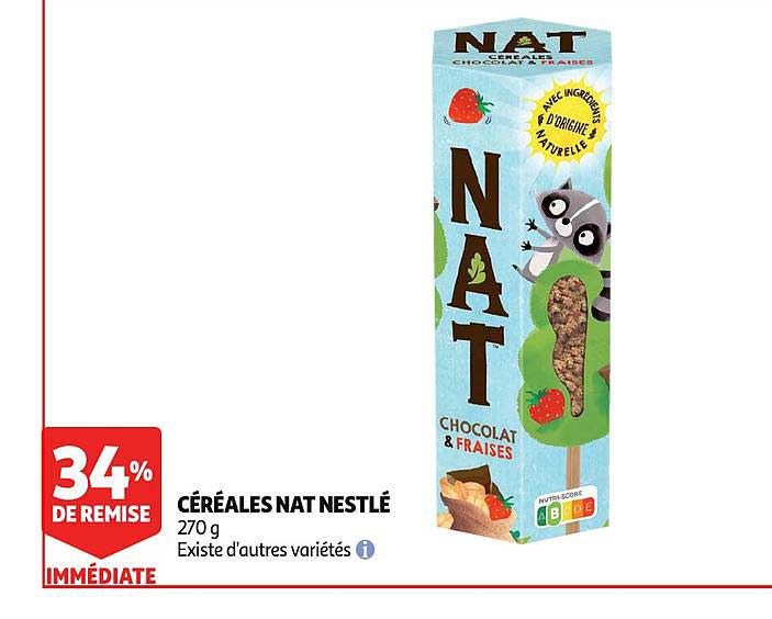 céréales nat nestlé 34% de remise immédiate