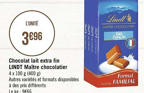 chocolat lait extra fin lindt maître chocolatier