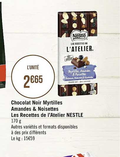 chocolat noir myrtilles amandes & noisettes les recettes de l'atelier nestlé