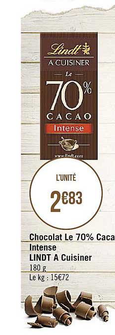 Chocolatle 70% Cacao Intense Lindt à Cuisiner