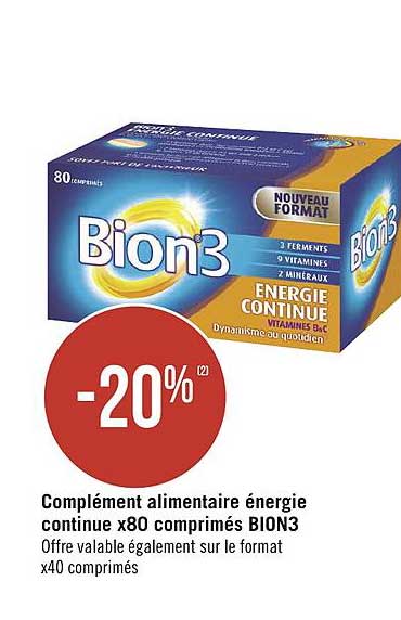 complément alimentaire énergie continue x80 comprimés bion3