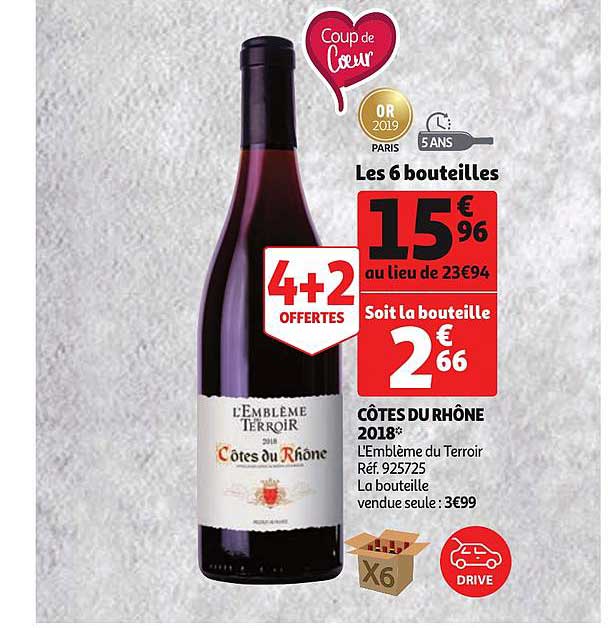 côtes du rhône 2018 4+2 offertes
