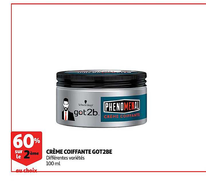 crème coiffante got2be 60% sur le 2ème
