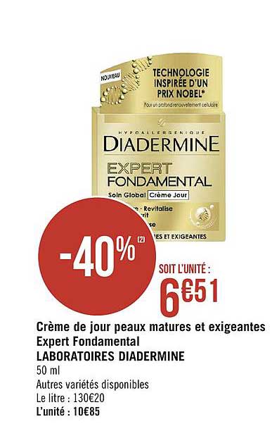 crème de jour peaux matures et exigeantes expert fondamental laboratoires diadermine