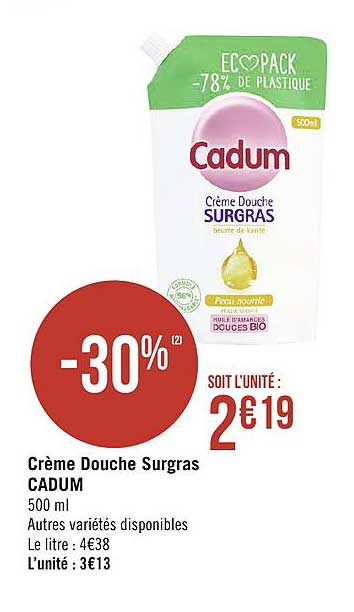 crème douche surgras cadum