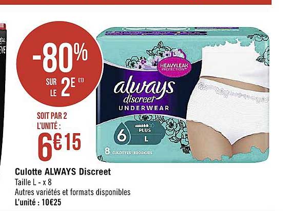 Culotte Always Discreet -80% Sur Le 2e