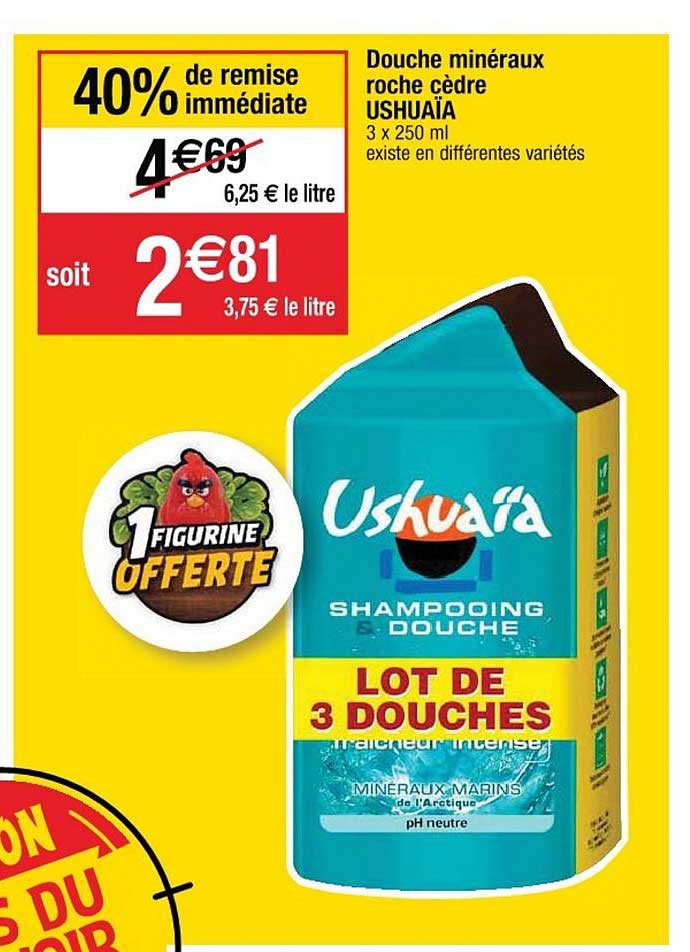 douche minéraux roche cèdre ushuaïa 40% remise immédiate