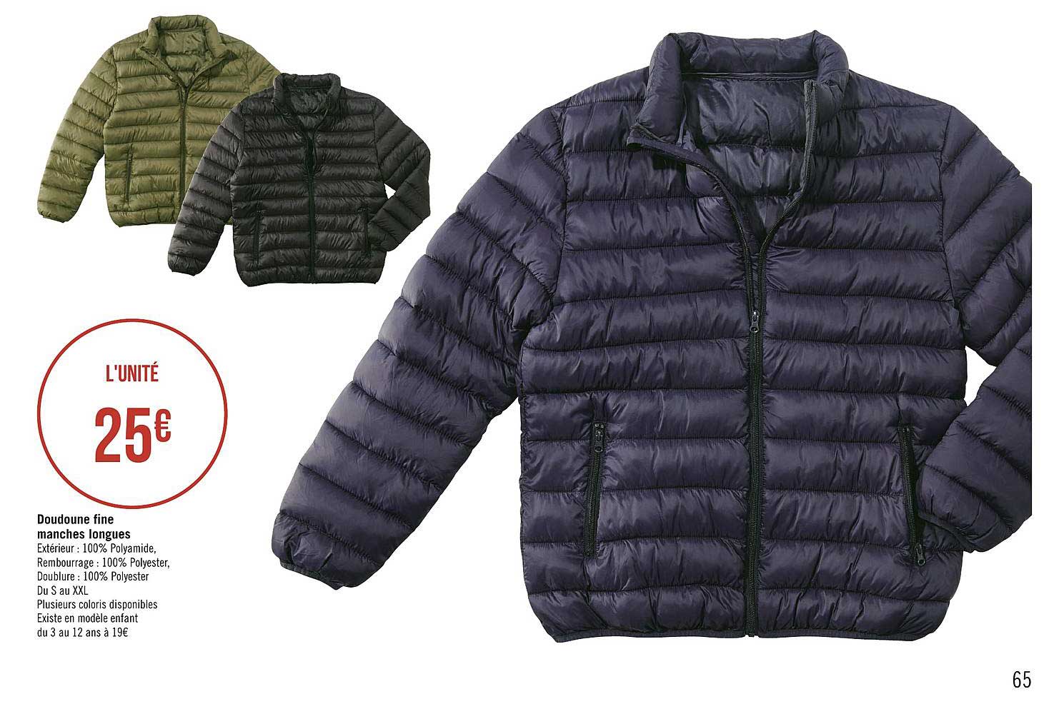 doudoune fine manches longues