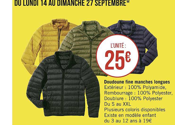 doudoune fine manches longues