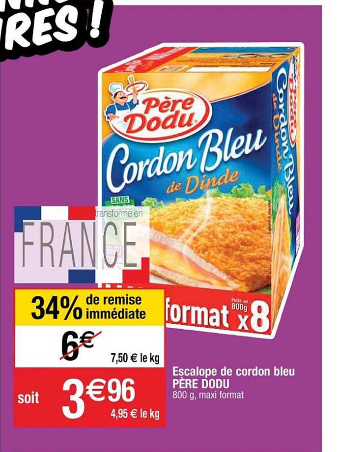 escalope de cordon bleu père dodu 34% de remise immédiate