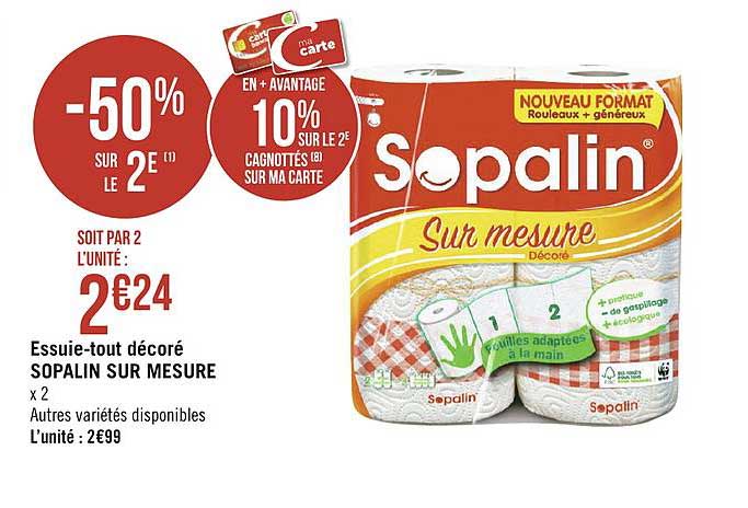 essuie tout décoré sopalin sur mesure -50% sur le 2e