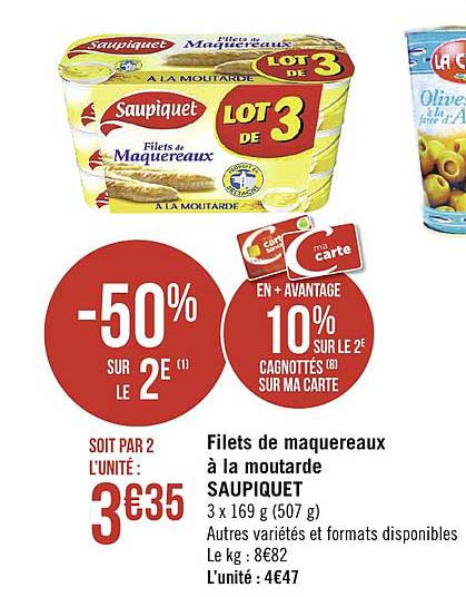 Filets De Maquereaux à La Moutarde Saupiquet -50% Sur Le 2e