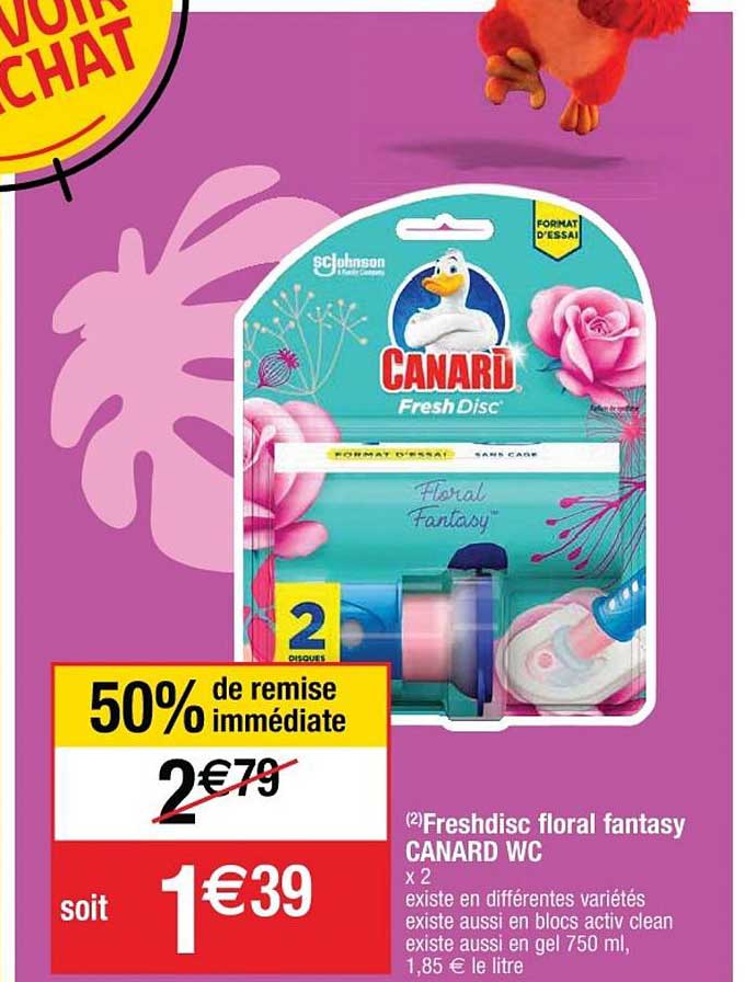 freshdisc floral fantasy canard wc 50% remise immédiate