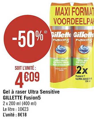 gel à raser ultra sensitive gillette fusion5