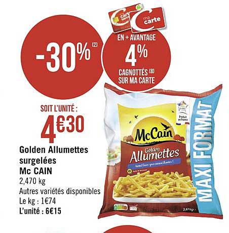 golden allumettes surgelées mc cain