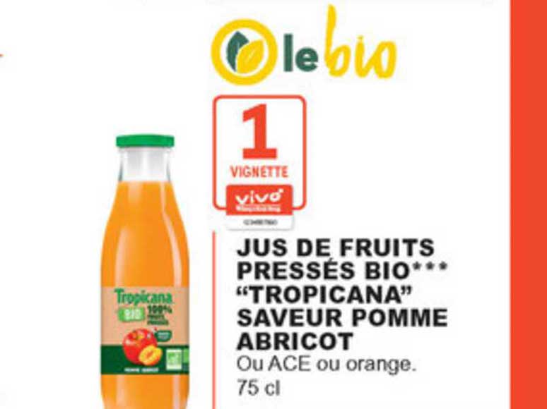 jus de fruits pressés bio "tropicana" saveur pomme abricot
