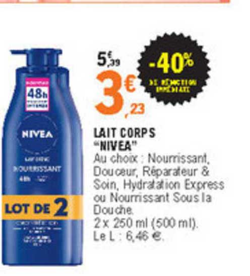 Lait Corps "nivea" -40% De Réduction Immédiate