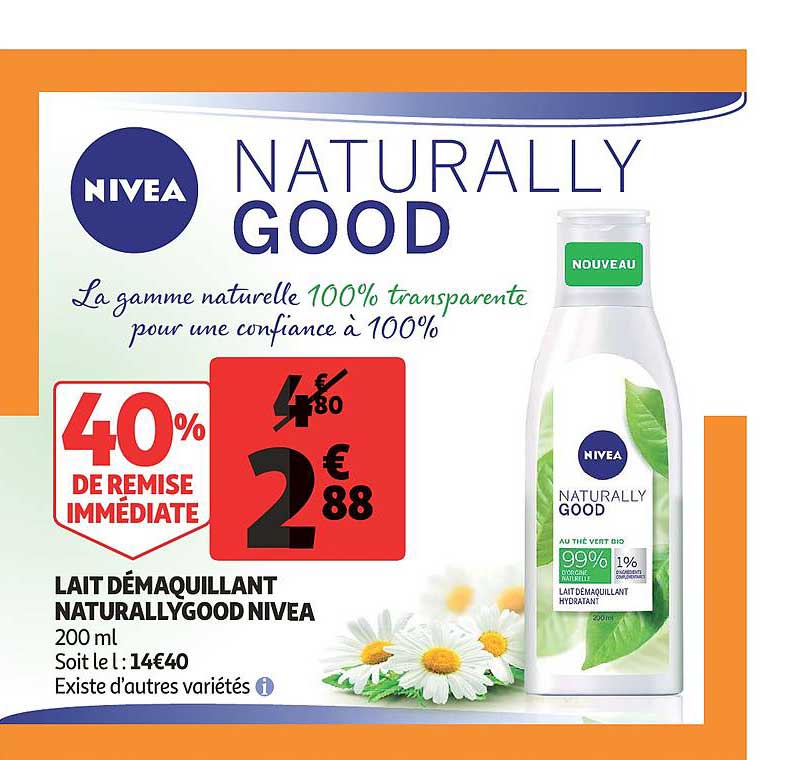 lait démaquillant naturally good nivea -40% de remise immédiate