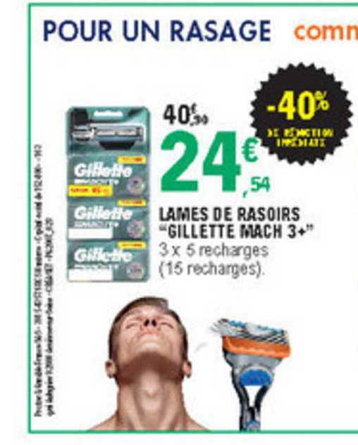 lames de rasoirs "gillette mach 3" -40% de réduction immédiate