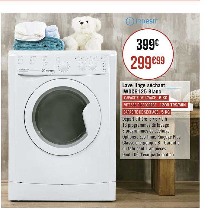 Lave Linge Séchant Iwdc6125 Blanc Indesit