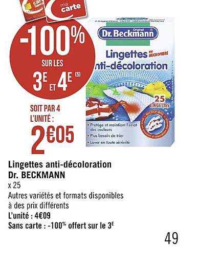 lingettes anti ddécolaration dr. beckmann -100% sur le 3e et 4e