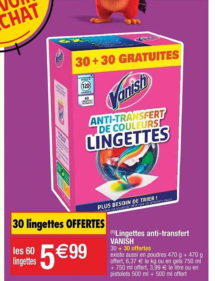 lingettes anti transfert vanish