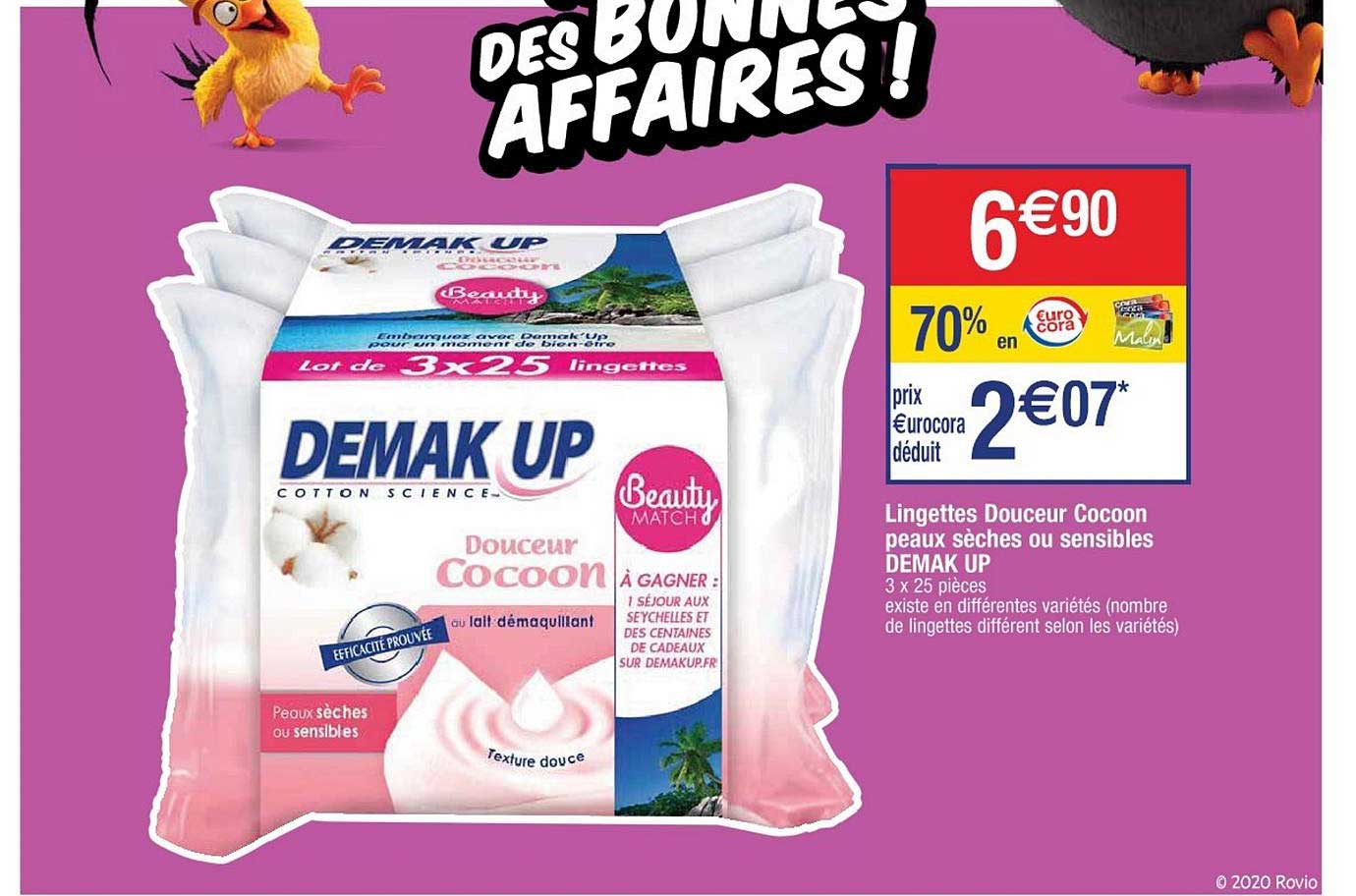 lingettes douceur cocoon peaux sèches ou sensibles demak up