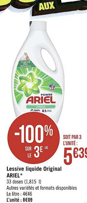 Liquide Original Ariel -100% Sur Le 3e