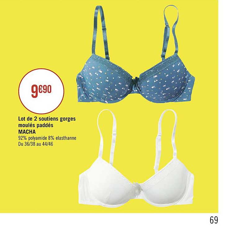 lot de 2 soutiens gorges moulé paddés macha