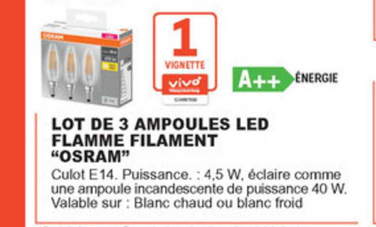 lot de 3 ampoules led flamme filament "osram"