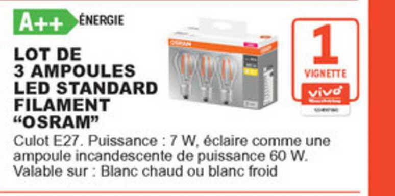 lot de 3 ampoules led standard filament "osram"