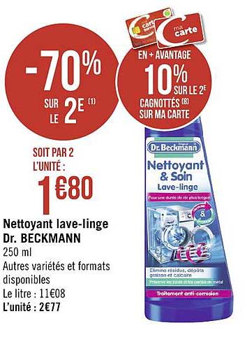 nettoyant lave linge dr. beckmann -70% sur le 2e