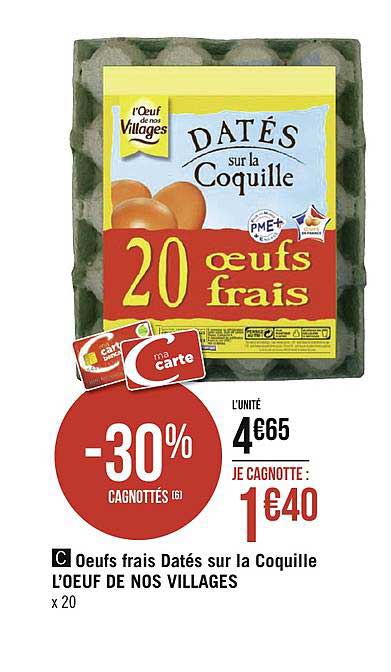 oeufs frais datés sur la coquille l'oeuf de nos villages