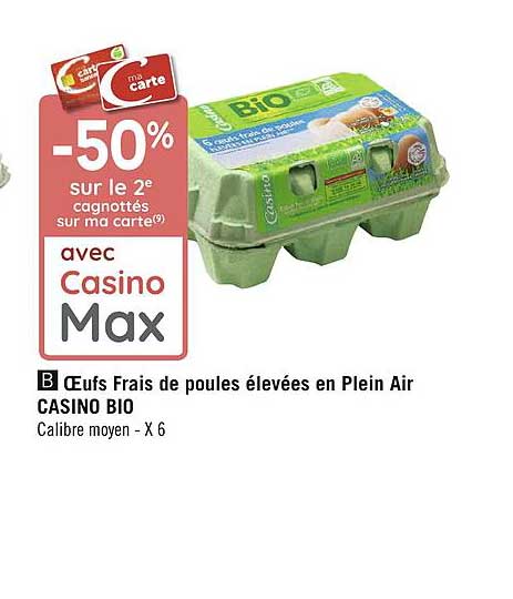 œufs frais de poules élevées en plein air casino bio