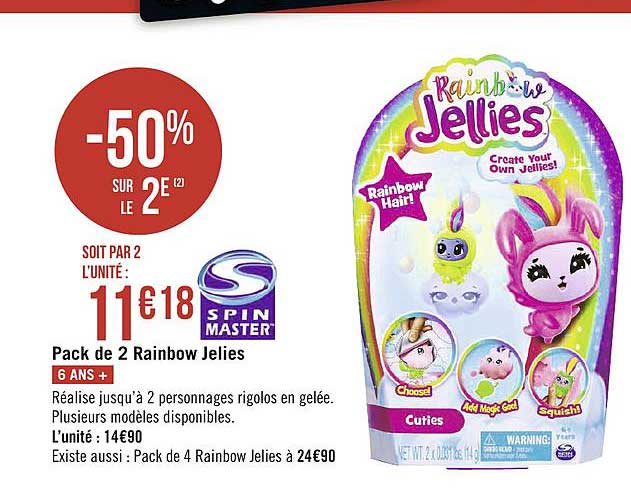 Pack De 2 Rainbow Jelies Spin Master -50% Sur Le 2e