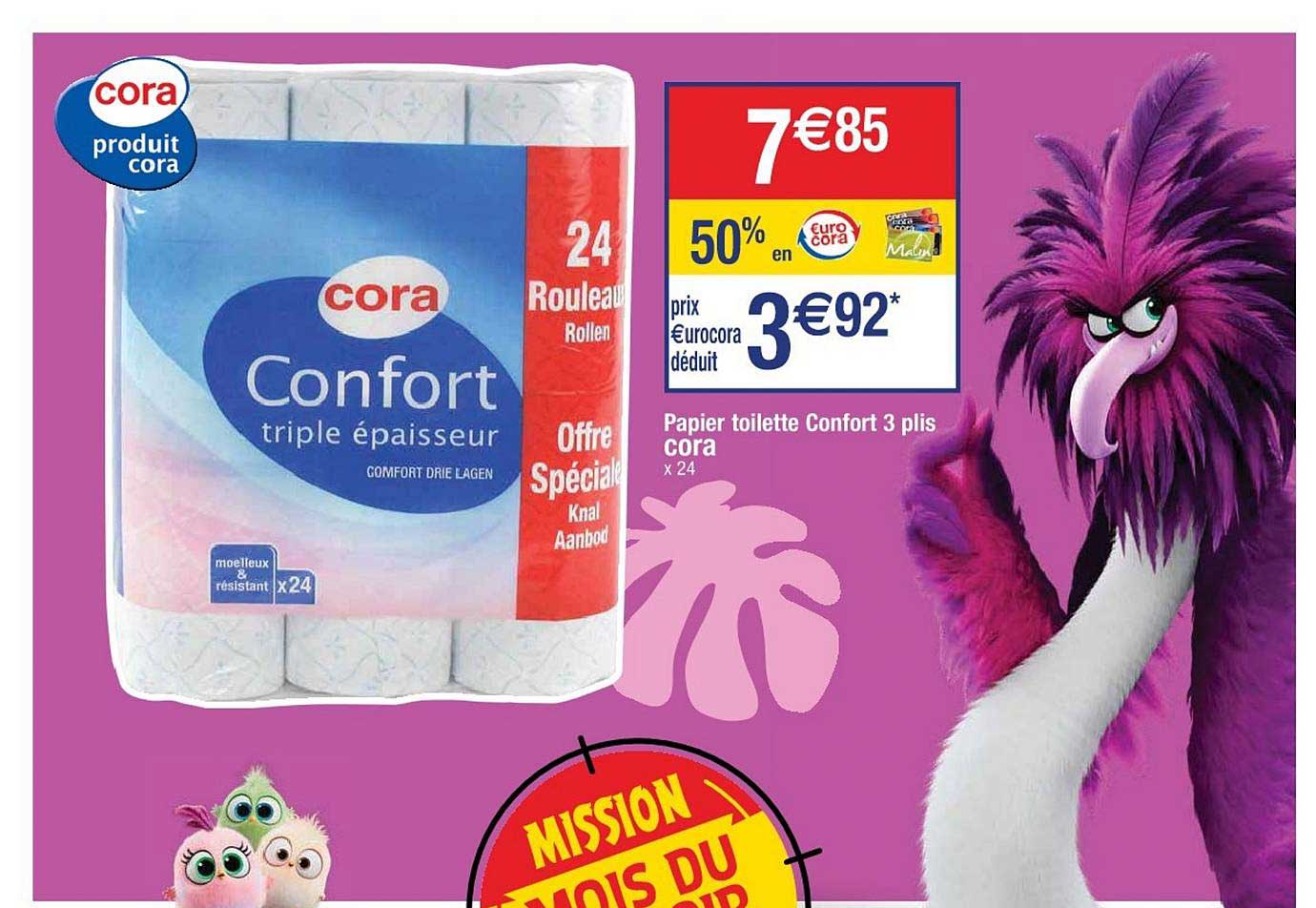 papier toilette confort 3 plis cora