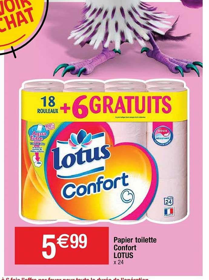 papier toilette confort lotus 18+6 gratuits