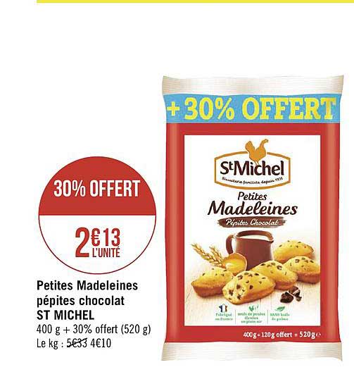 petites madeleines pépites chocolat st michel