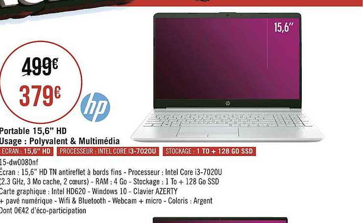 portable 15.6'' usage polyvalent & multimédia hp