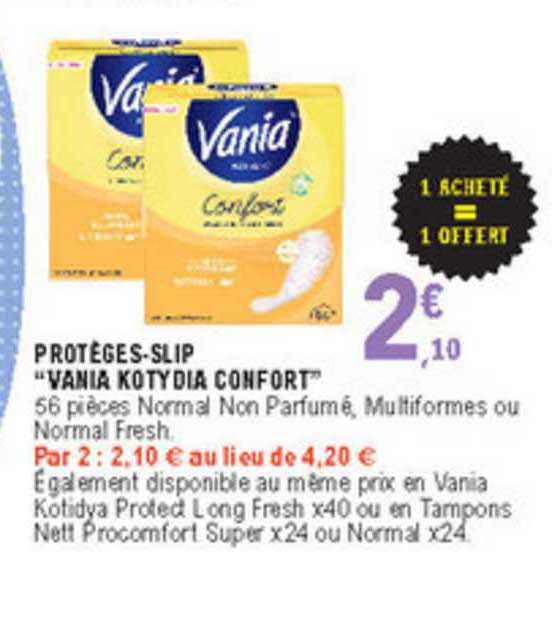 protège slip "vania kotydia confort" 1 acheté = 1 offert