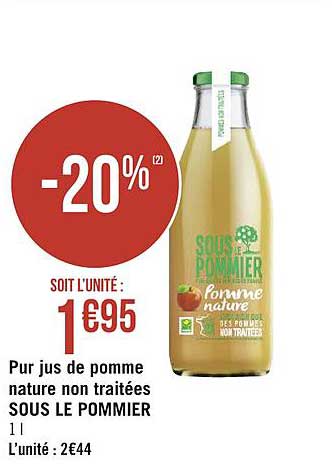 pur jus de pomme nature non traitées sous le pommier
