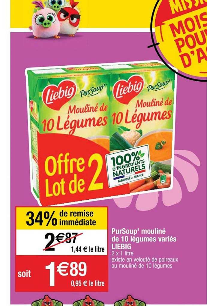 pursoup' mouliné de 10 légumes variés liebig 34% de remise immédiate