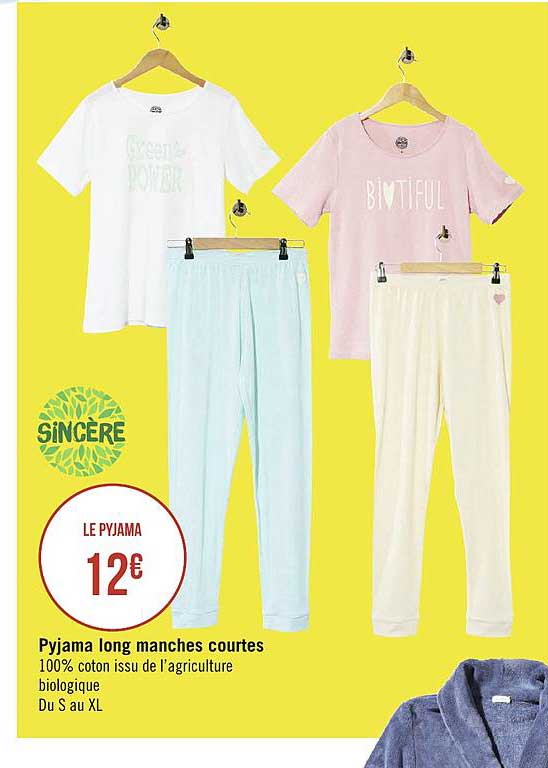 pyjama long manches courtes sincère