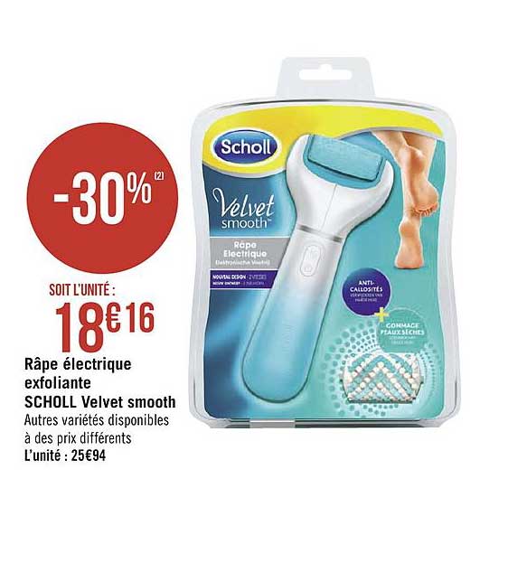 râpe électrique exfoliante scholl velvet smooth