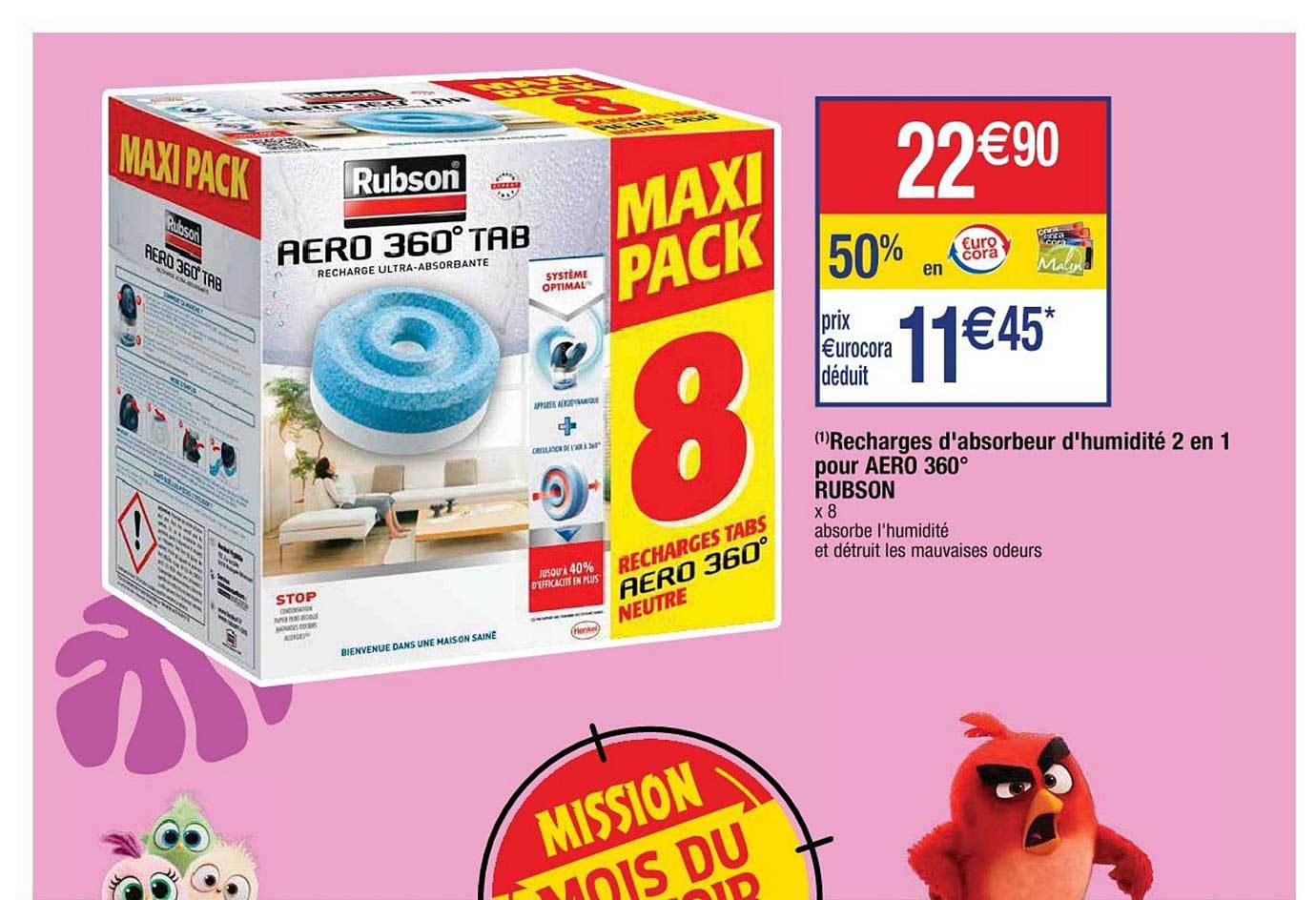 Recharges D'asborbeur D'humidiité 2 En 1 Pour Aero 360° Rubson