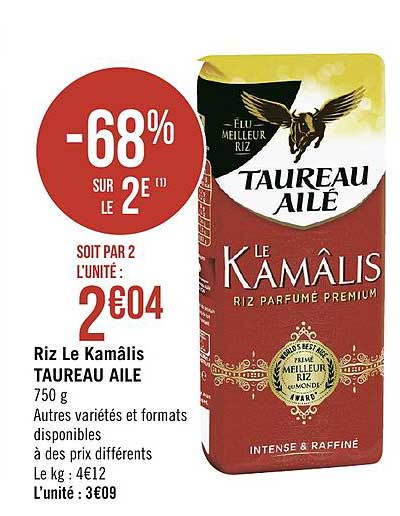 Riz Le Kamâlis Taureau Ailé -68% Sur Le 2e