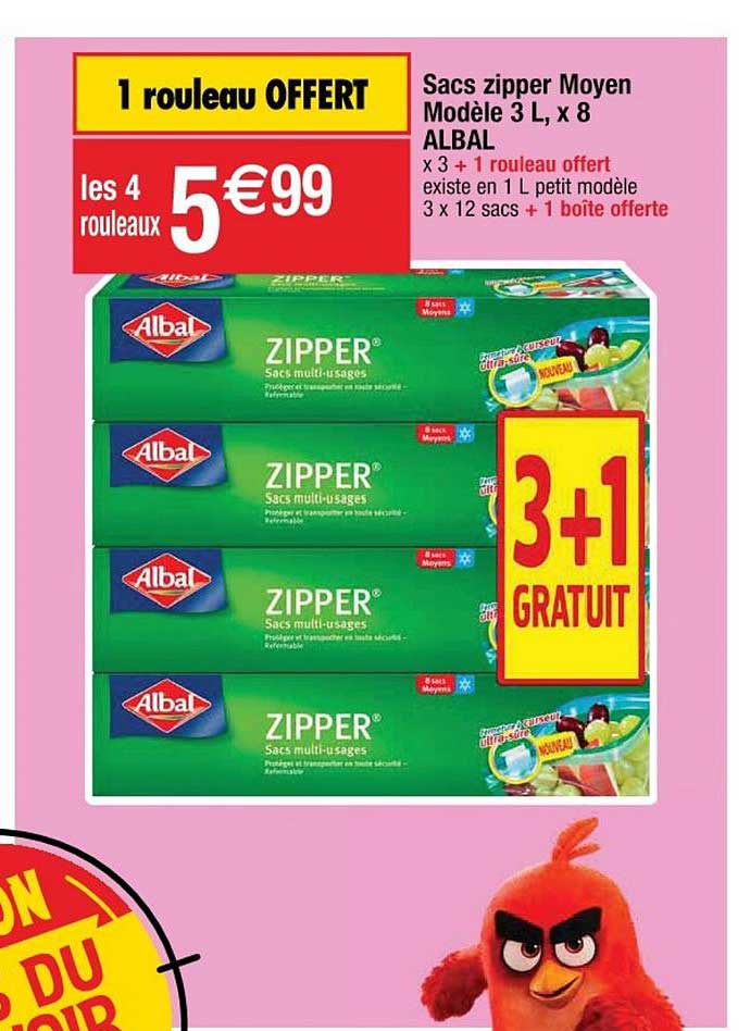 sacs zipper moyen modèle 3 l x 8 albal
