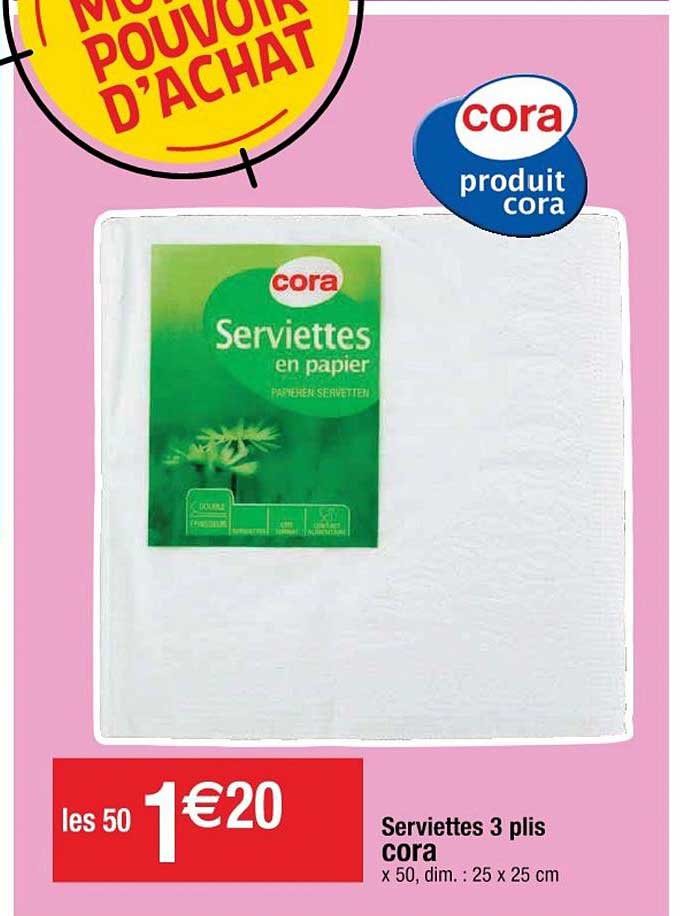 serviettes 3 plis cora