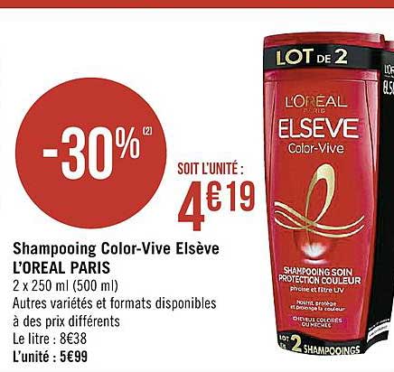 shampooing color vive elsève l'oréal paris